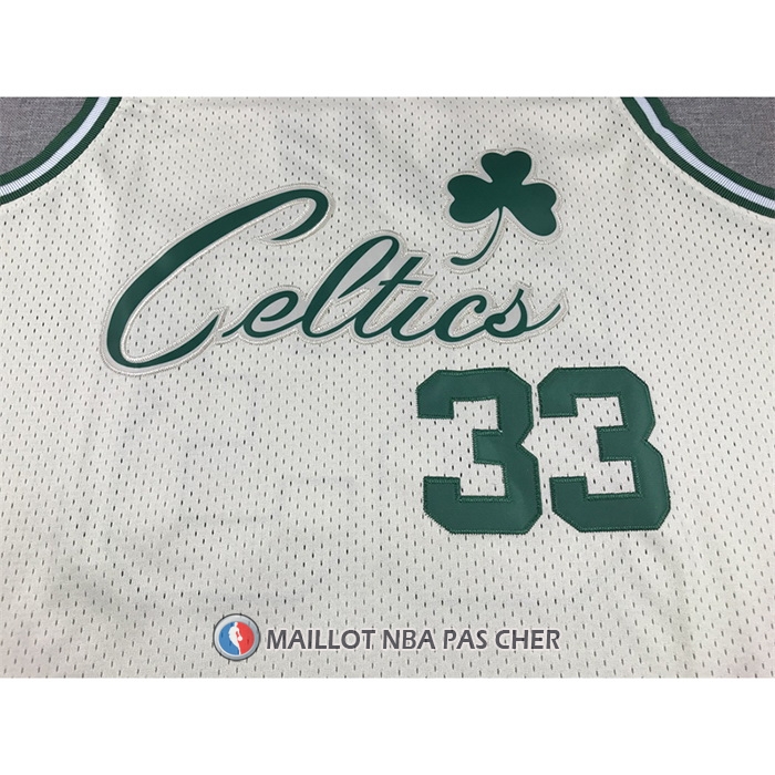 Maillot Boston Celtics Larry Bird NO 33 Mitchell & Ness Chainstitch Creme